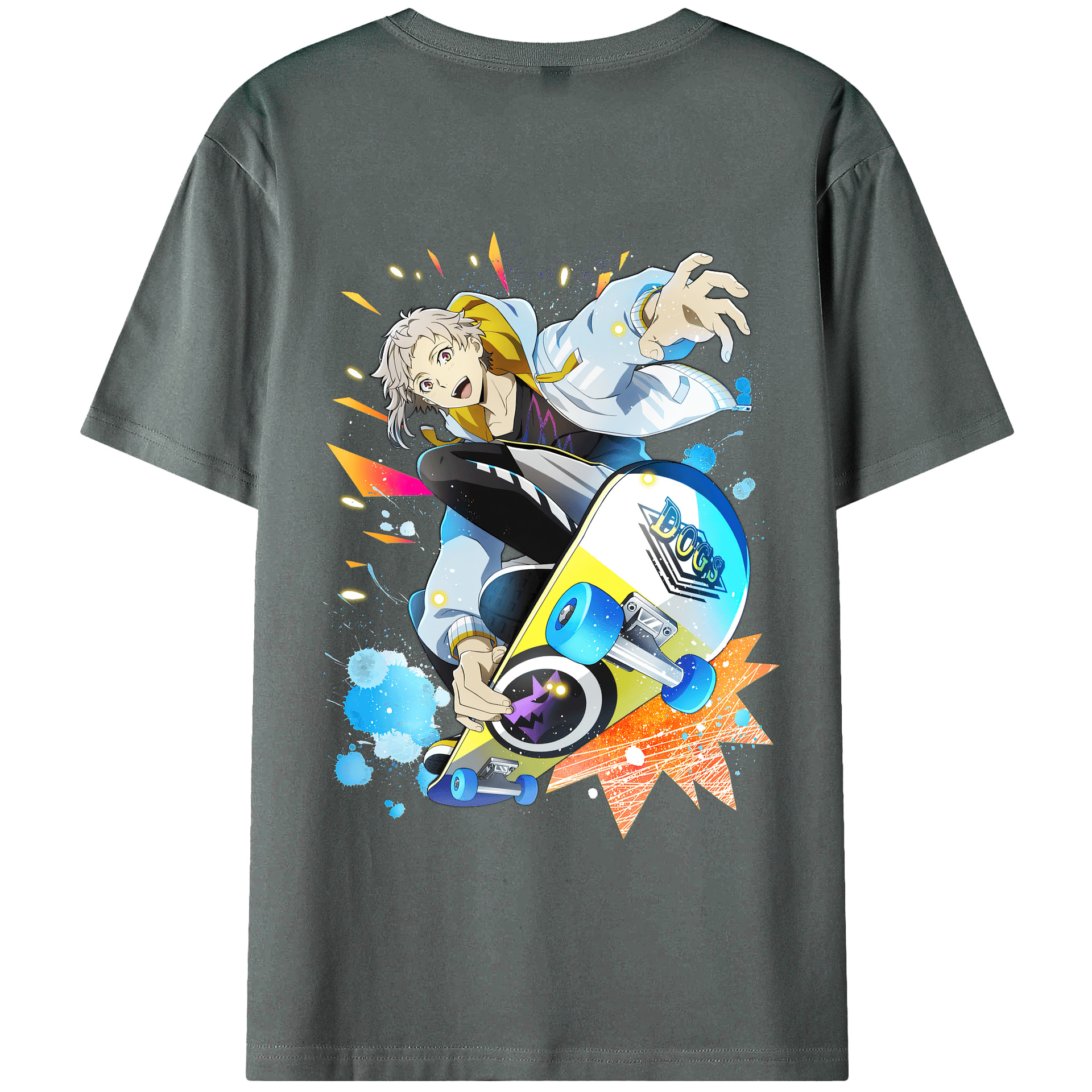 （画像用） 文豪ストレイドッグス Bungo Stray Dogs 綿100％ メンズ半袖Tシャツ（バックプリント） 通気性